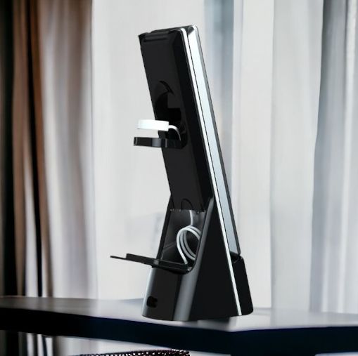 Настольная лампа с беспроводными зарядками, часами и будильником Zeus / Лед лампа с возможность беспроводной зарядки